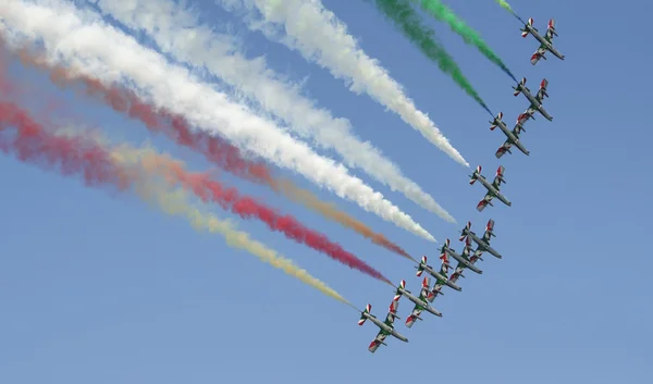 Das italienische Demonstrationsteam frecce tricolori air show — Stockfoto