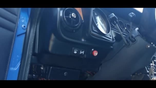 Pesaro Talya 2021 Lerin Alfa Romeo Alfettasından Klasik Araba Detayları — Stok video