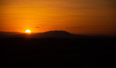 San Marino Cumhuriyeti günbatımında panoramik manzara