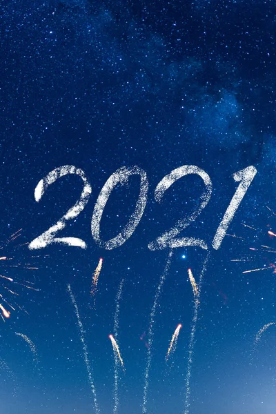 Feliz Ano Novo 2021 Celebração Natal Fogos Artifício Belo Céu — Fotografia de Stock