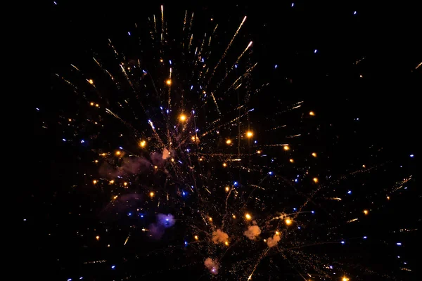 Colorful Fireworks Emitting Sparks Fireworks Night Dark Background New Years — Stock Photo, Image