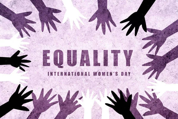 Března Ruce Spojené Mezinárodním Dni Žen Feministický Design Ženského Denního — Stock fotografie