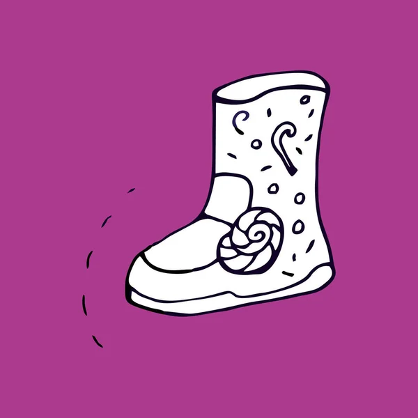 ภาพเวกเตอร์ของรองเท้า doodle รองเท้ายางที่มีรูปแบบเด็ก . — ภาพเวกเตอร์สต็อก