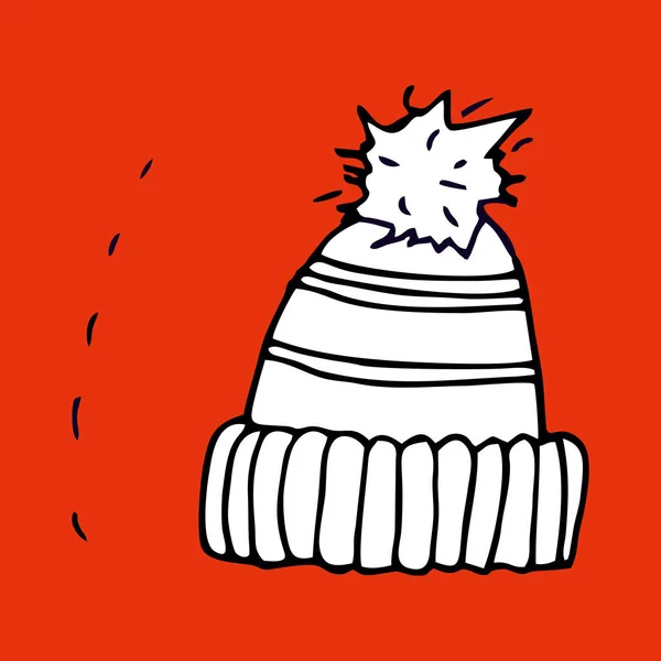 Векторная иллюстрация шляпа каракули тепло одежды осень зимняя линия вязала вещи уютно. — стоковый вектор