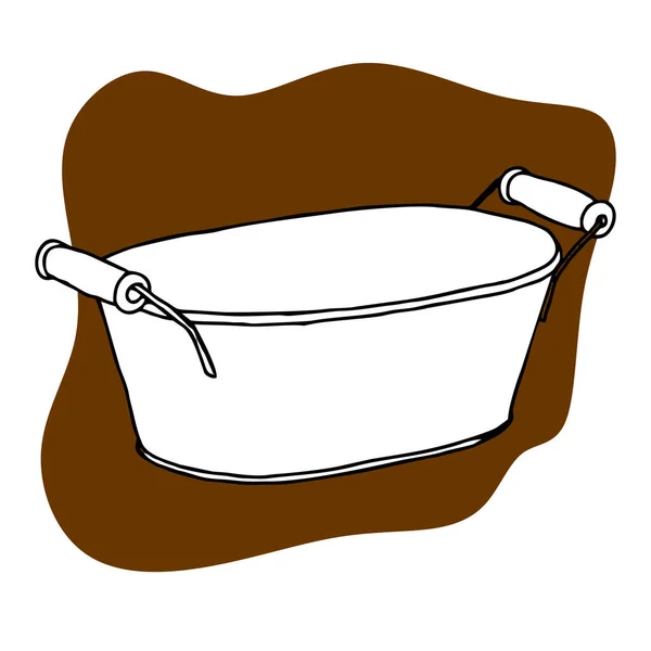 Vecteur lavabo ligne doodle lavage bain illustration bleu isolé plastique — Image vectorielle