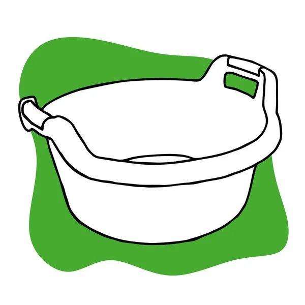 Vector lavabo línea doodle lavado baño ilustración aislado plástico — Archivo Imágenes Vectoriales