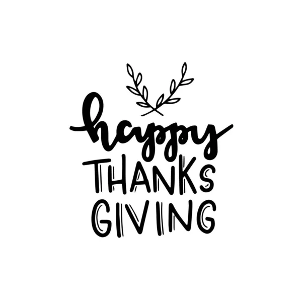 Happy Thanksgiving Brush Hand Lettering Hand Drawn Thanksgiving Quote Lettering — Stock Vector