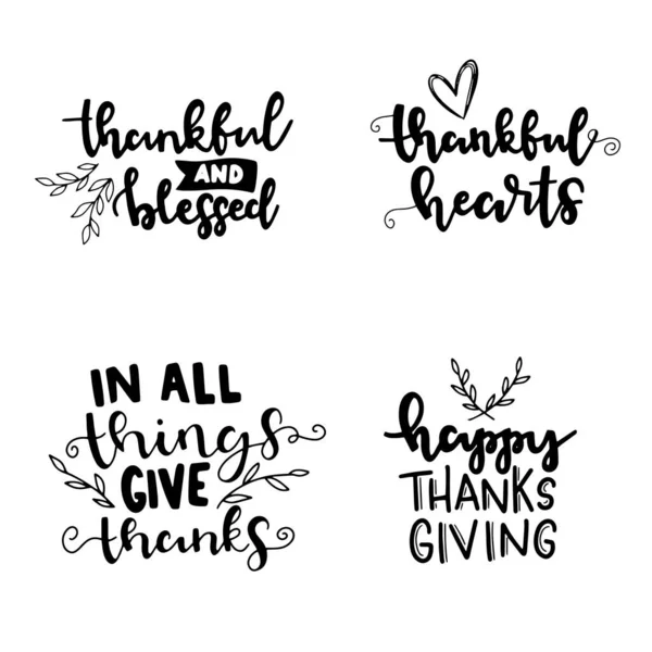 Gelukkige Thanksgiving Borstel Handschrift Met Hand Getekend Thanksgiving Citaat Letters — Stockvector