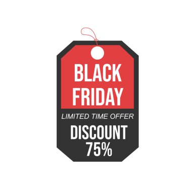 Kara Cuma indirimi. Siyah ve pembe bayrak etiketi. Vektör illüstrasyonu.