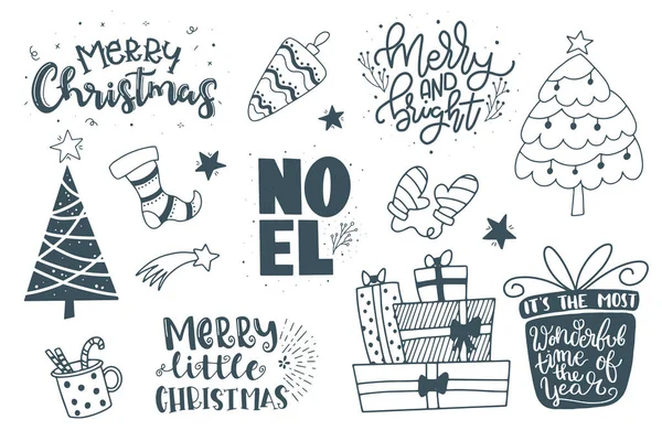 Καλά Χριστούγεννα Χαριτωμένο Σχέδιο Κάρτας Καλά Χριστούγεννα Καρτ Ποστάλ Γραφογραφίας — Διανυσματικό Αρχείο
