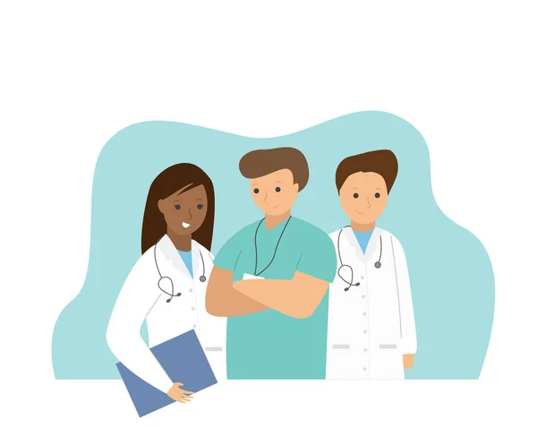 Illustration Doctors Nurses Characters Medical Staff Doctors Nurses Group Medics — Stock Vector