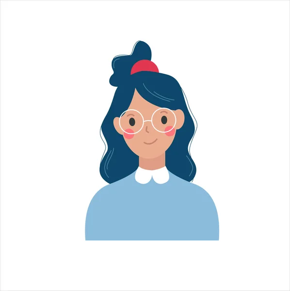 Dívčí Vektorová Ilustrace Avatar Pro Sociální Síť Radostně Usmívající Dívka — Stockový vektor