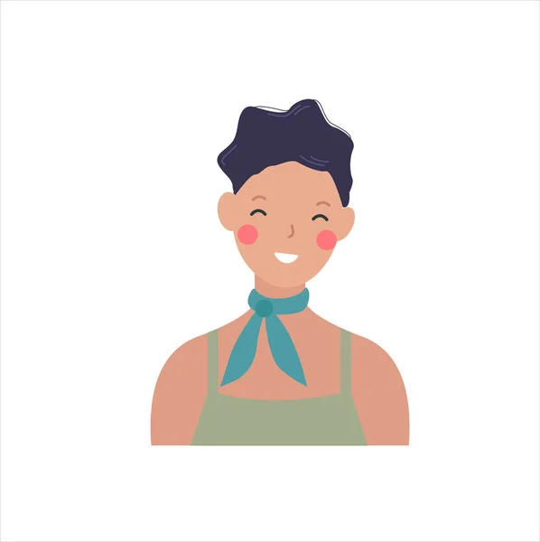 Illustration Vectorielle Fille Avatar Pour Les Réseaux Sociaux Joyeux Sourire — Image vectorielle