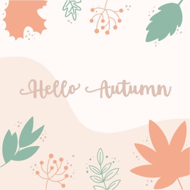 Hello Autumn. Typography lettering quote. 