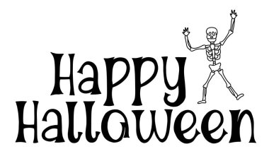 Mutlu Cadılar Bayramı Mesajları Afişi. Beyaz arkaplanda vektör tipografisi izole edildi.