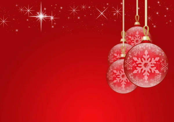 Christmas Balls Starry Red Background — Stock Photo, Image