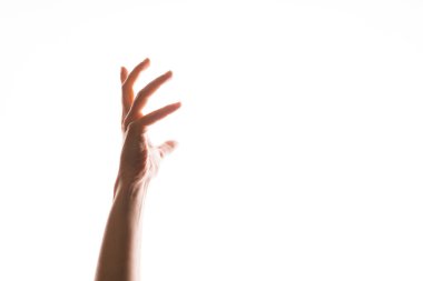 El hareketleriyle. Zarif kadın eli bir şeye dokunmak için uzanıyor.,