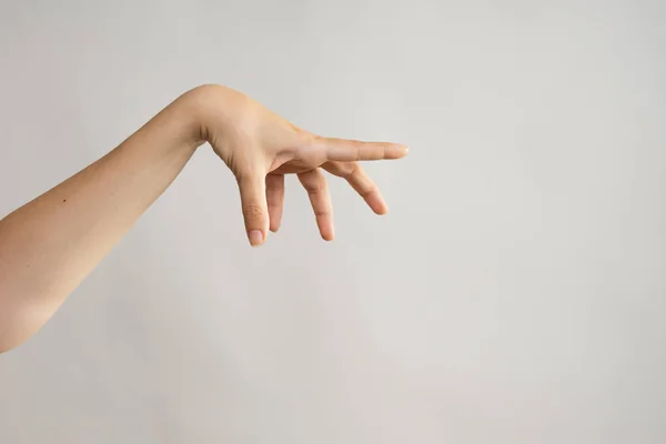 Hand gestures. Zombie hands attack, grabbing something hands with crooked fingers. — Stock Photo, Image