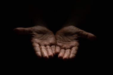 Avuç içleri açık iki el bir şey sundu ya da verdi, bir avuç dolusu..