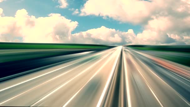 Tráfico pesado en carretera lapso de tiempo surreal, coches rápidos que viajan por la carretera, fondo de transporte de velocidad abstracta — Vídeos de Stock