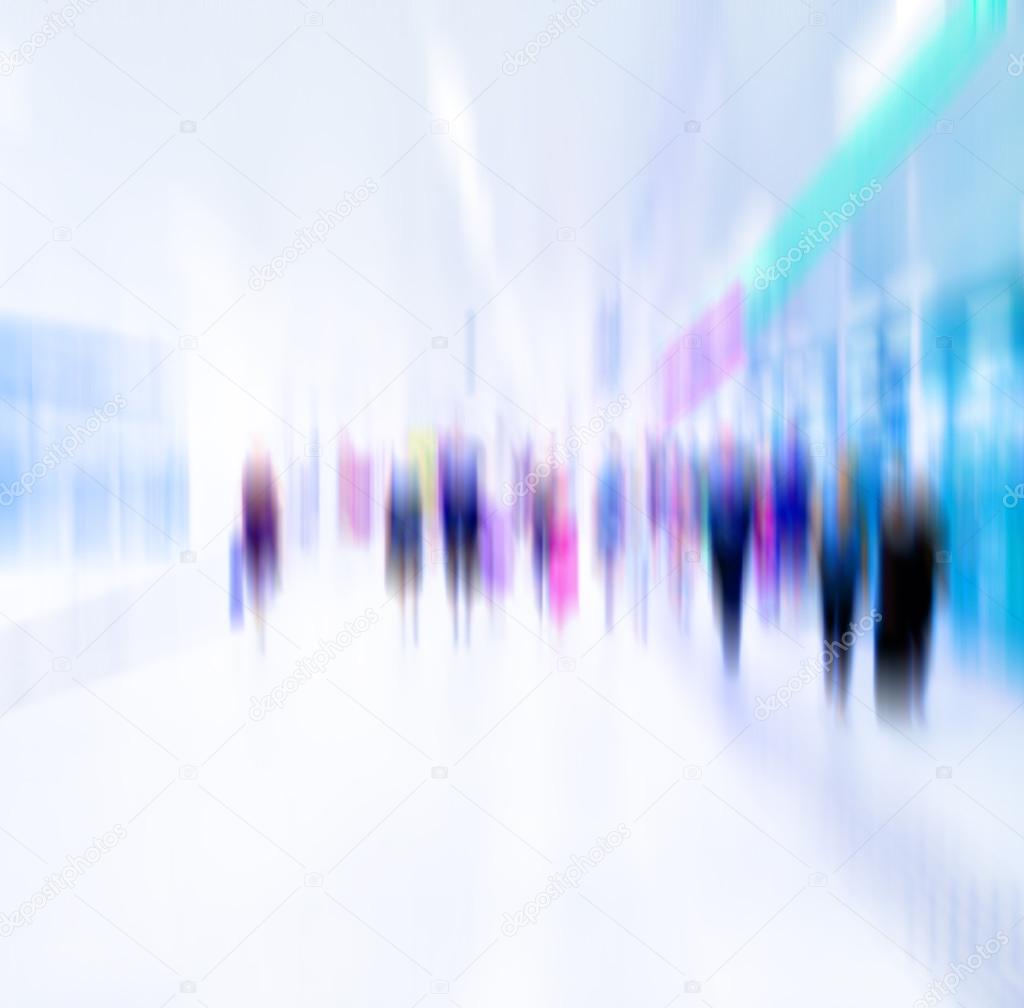 Busy crowd of people walking in metro station, Business People Walking on the Street, blurred motion,