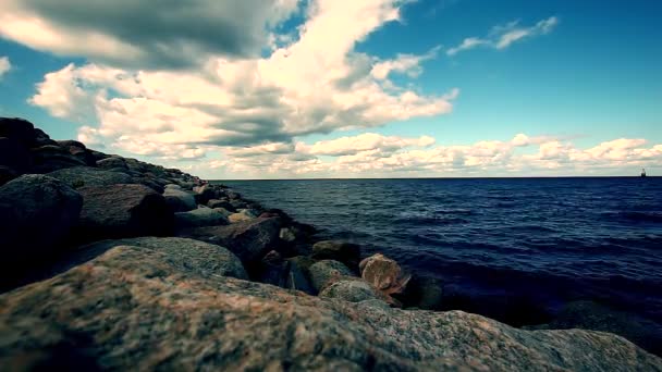 Sea and stones ,coast line time lapse , — Stock Video