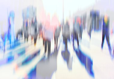 Soyut resim, iş insanlar yürüyen Street ve cityscape arka plan üzerinde