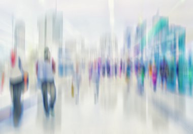 Soyut resim, iş insanlar yürüyen Street ve cityscape arka plan üzerinde