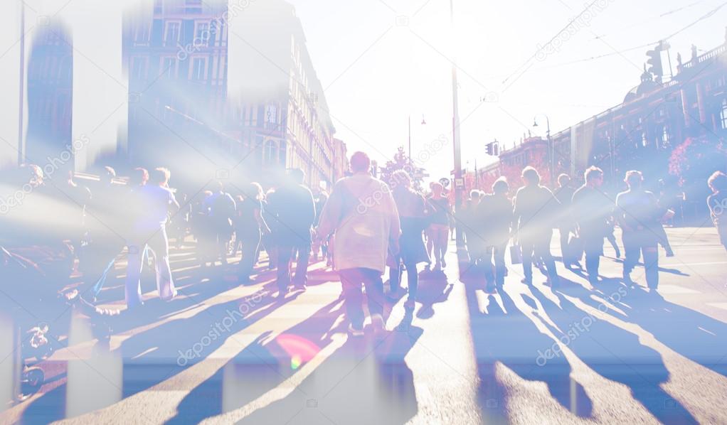 people walking on busy street  in big city,centrum in the city with people rush