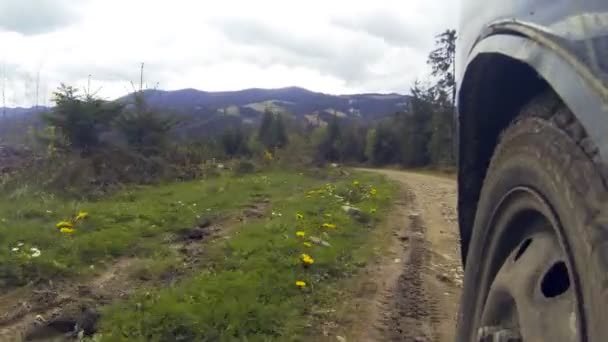 Auto rijden door het platteland in de bergen. — Stockvideo