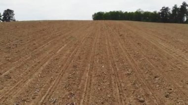 Tarım tarlaları üzerinde uçmak. Video bir İHA 'dan çekilmiş. Baharın ortasında.