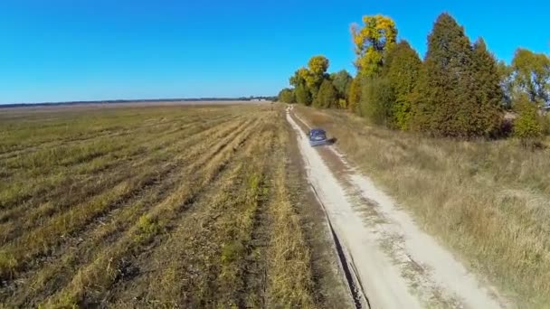 Carretera rural con coche . — Vídeos de Stock