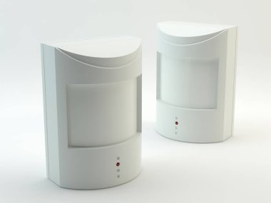 Hareket detektörleri, beyaz arkaplan - 3d illüstrasyon
