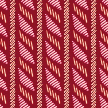 Soyut şenlik vektörü kusursuz desen. Çapraz el çizimleri, fırça darbeleri ve parlak koyu kırmızı arka plan çizgileri. Parlak konforlu modern tatil tekstil ambalaj, baskı ve tekstil için tekrarlanan fayans
