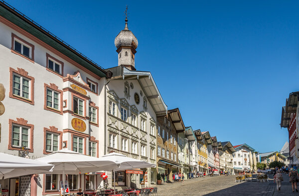 BAD TOLZ, GERMANY - AUGUST 25,2016 - In the streets of Bad Tolz.Bad Tolz is known for its spas, historic medieval town, and spectacular views of the Alps.