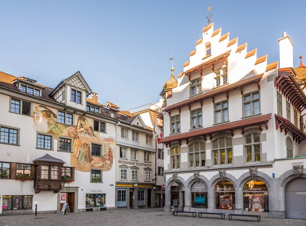 Dekorované domy v ulicích svatého Gallena — Stock fotografie