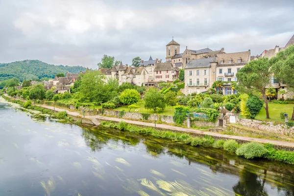 Zicht Argentijnse Stad Aan Oever Van Dordogne Frankrijk — Stockfoto