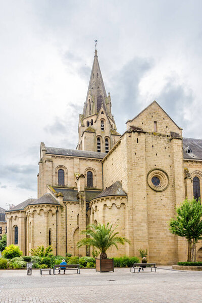 View at the Church of Saint Martin In the streets of Brive la Gaillarde in France