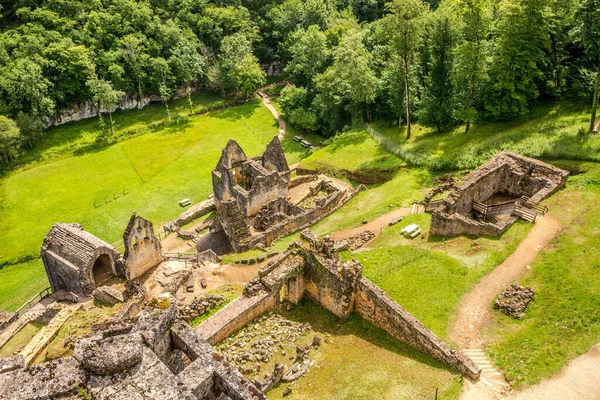 Blick Von Oben Auf Die Ruinen Des Schlosses Commarque Frankreich — Stockfoto