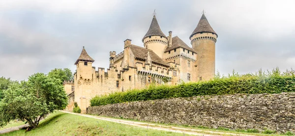 Veduta Panoramica Sul Castello Puymartin Costruito Nel Xiii Secolo Francia — Foto Stock