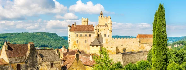 Panoramautsikt Över Slottet Beynac Cazenac Ligger Dordogne Departementet Sydvästra Frankrike — Stockfoto