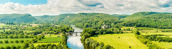 Panoramatický Výhled Krajinu Hradu Beynac Cazenac Který Nachází Departementu Dordogne — Stock fotografie