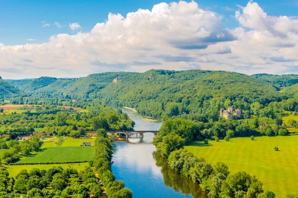 Utsikt Över Landsbygden Från Slottet Beynac Cazenac Ligger Dordogne Departementet — Stockfoto