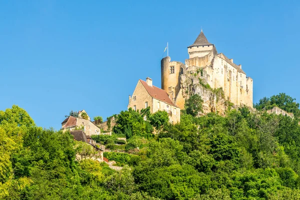 Kilátás Várra Castelnaud Chapelle Közelében Dordogne Folyó Franciaországban — Stock Fotó