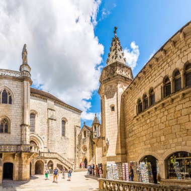 ROCAMADOUR, FRANCE - JUNE 25,2021 - View at the Chapel of Saint Jean Baptiste in Rocamadour. Rocamadour is a commune in the Lot department in Southwestern France.