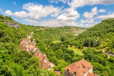 View at the small town Rocamadour in the nature of Lot department in Southwestern France