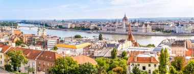 Budapeşte 'de Fisherman Bastions - Macaristan' dan panoramik manzara
