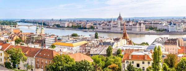 Panoramiczny Widok Budapeszt Fisherman Bastions Węgry — Zdjęcie stockowe