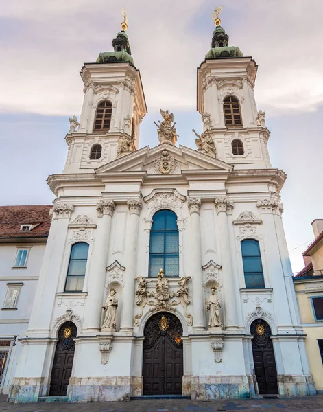 Vista Iglesia Mariahilfe Las Calles Graz Austria —  Fotos de Stock