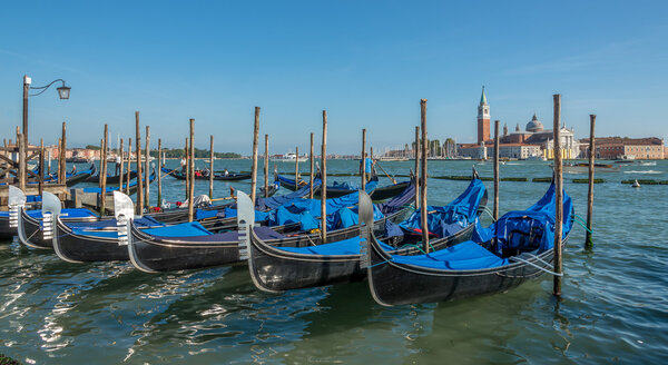 Gondolas waiting for tourists - Venice